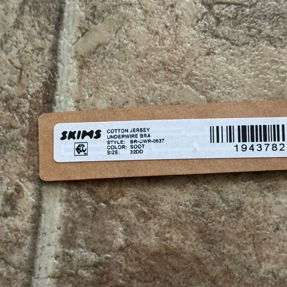 Skims Cotton Jersey T-shirt Bra Soot Size 32DD - Picture 9 of 9